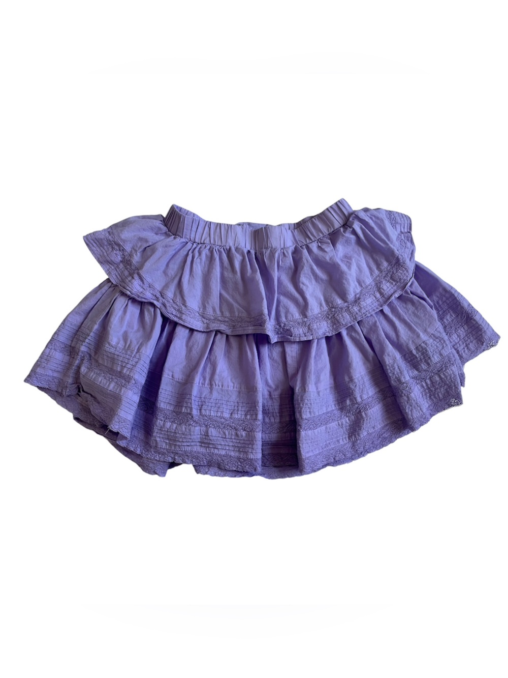 Lilac Tiered Ruffle Mini Skirt with Elastic Waist